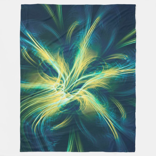 Manta Polar Paleta azul de flor fractal Fleece Blanket (Anverso)
