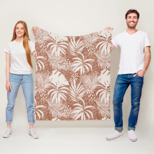 Manta Polar Palm blanca deja Rosa Taupe