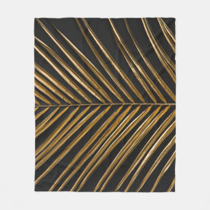 Manta Polar Palm de fecha dorada: fondo negro Minimalista