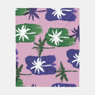 Manta Polar Palm pintada, verde azul marino.