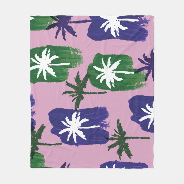 Manta Polar Palm pintada, verde azul marino. (Anverso)