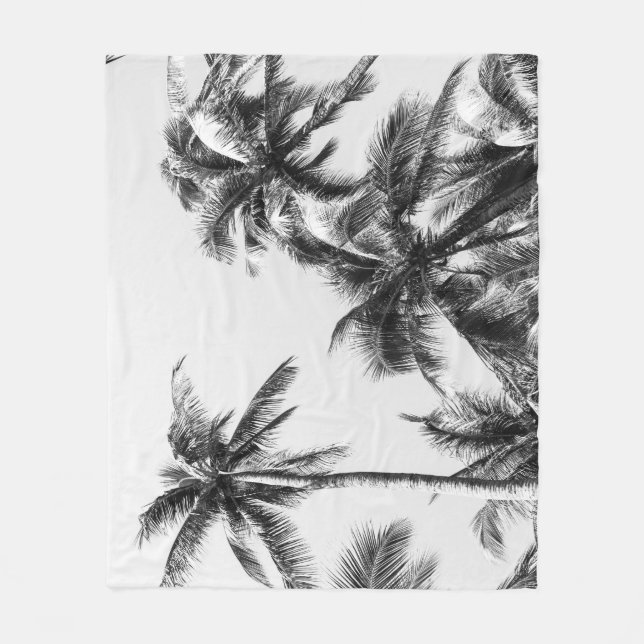 Manta Polar Palm Tree Leaf Black White (Anverso)