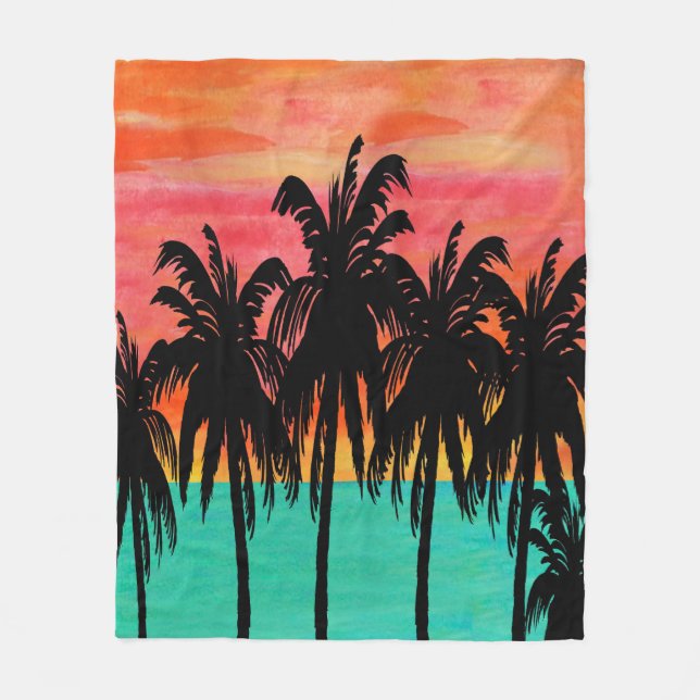 Manta Polar Palm tree throw blaket (Anverso)