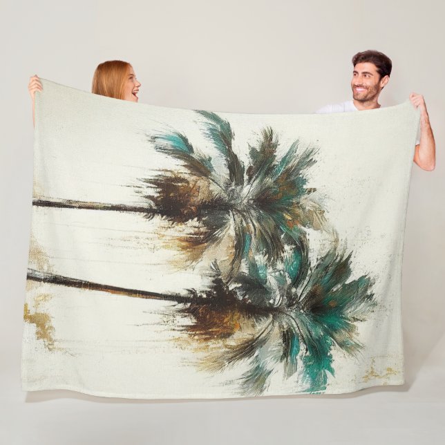 Manta Polar Palm Tree Tropical Fleece Blanket (In situ)