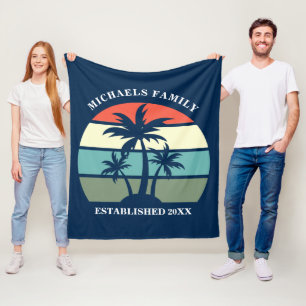 Manta Polar Palm Tree Tropical Sunset Personalizado Blue Beach