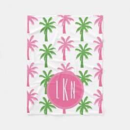 Manta Polar Palm Trees Preppy Monogramed Fleece Blanket