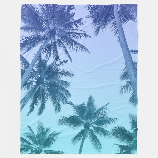 Manta Polar Palm Trees tropicales Verde azulado Gradiente de m (Anverso)