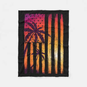 Manta Polar Palmares de puesta de sol de verano bandera americ