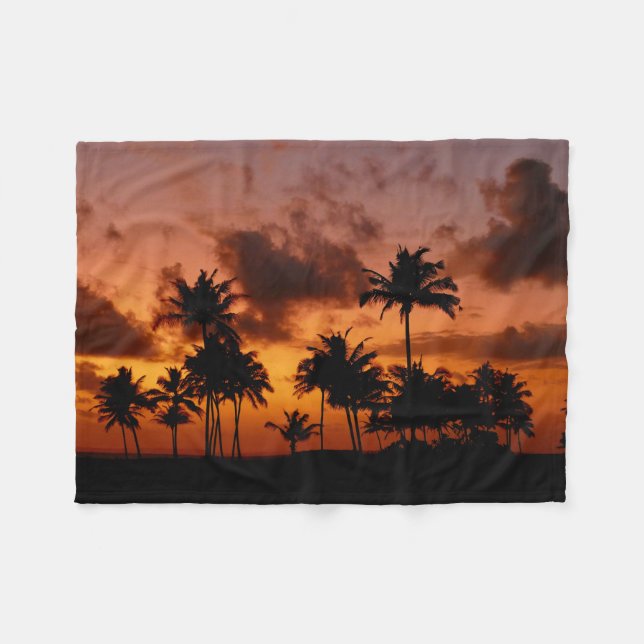 Manta Polar Palmeras al atardecer - rojo (Frente (Horizontal))