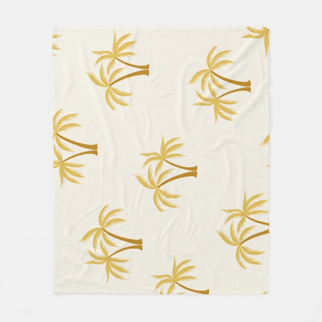 Manta Polar Palmeras de Oro: Textil Tropical. (Anverso)