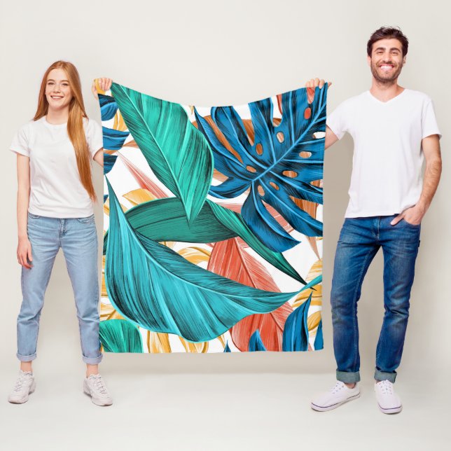 Manta Polar Palmeras y hojas tropicales exóticas (In situ)