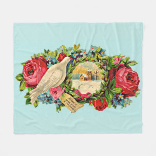 Manta Polar Paloma blanca victoriana y mensaje de amor