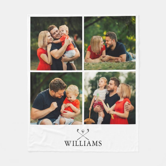 Manta Polar Palos de golf con nombre personalizado Foto Collag (Anverso)