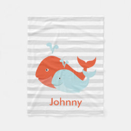 Manta Polar Pals de ballena naranja y Verde azulada