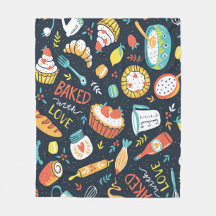 Manta Polar Panadería retro sin fisuras con puntos y flores