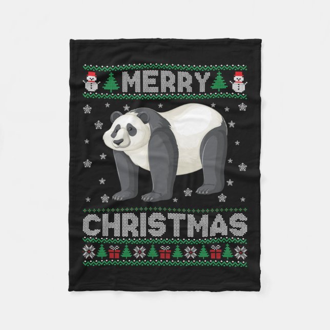 Manta Polar Panda Animales Hombres Mujeres Niños Navidades Feo (Anverso)
