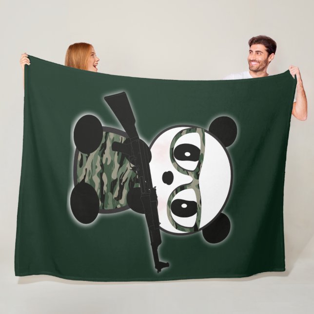 Manta Polar Panda Bear Blanket - Tema del oso panda militar (In situ)
