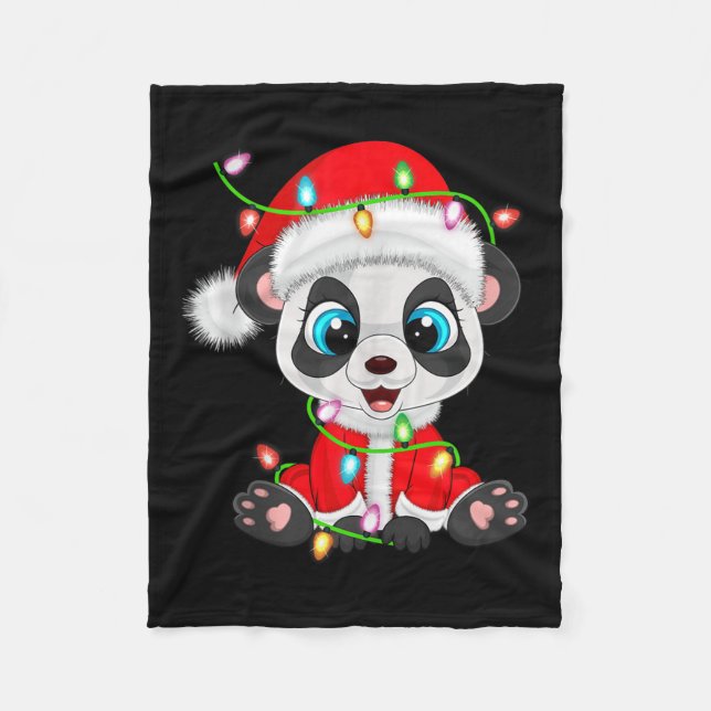 Manta Polar Panda Christmas Lights Santa Costume Cute Animal X (Anverso)