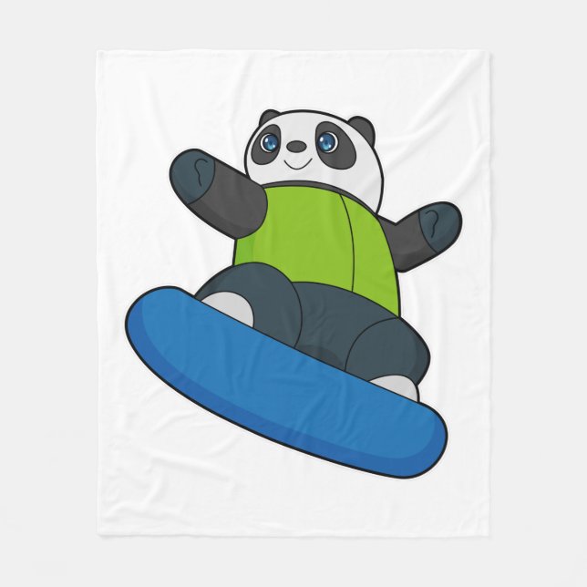 Manta Polar Panda como esquiador con snowboard (Anverso)