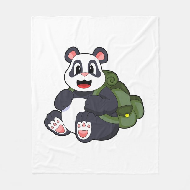 Manta Polar Panda como excursionista con mochila (Anverso)