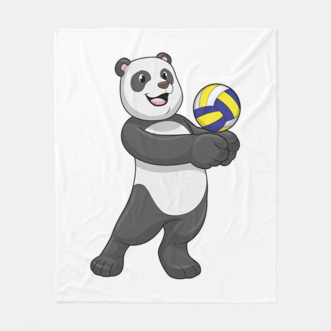 Manta Polar Panda como jugador de voleibol con voleibol (Anverso)