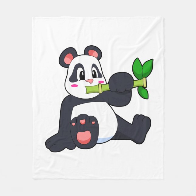 Manta Polar Panda con bambú (Anverso)