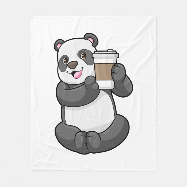 Manta Polar Panda con el café a ir (Anverso)