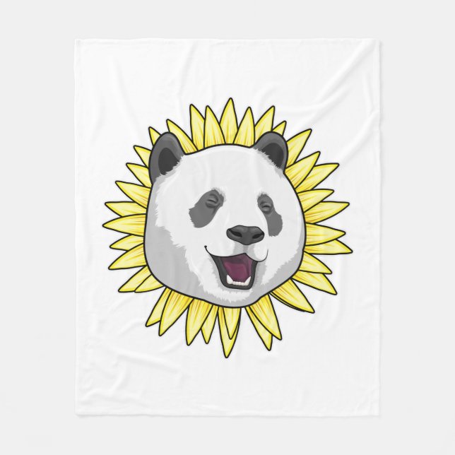 Manta Polar Panda con girasol (Anverso)