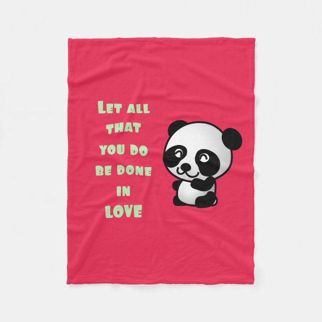 Manta Polar Panda con Inspiradora cita de amor (Anverso)