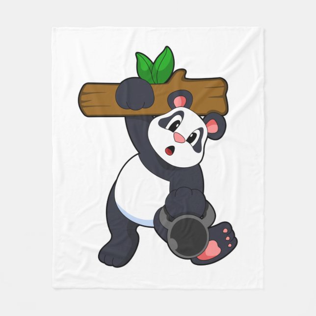 Manta Polar Panda con Wood en entrenamiento de fuerza (Anverso)