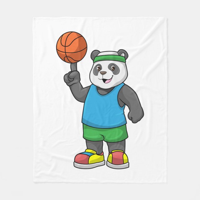 Manta Polar Panda en Deportes con Baloncesto (Anverso)
