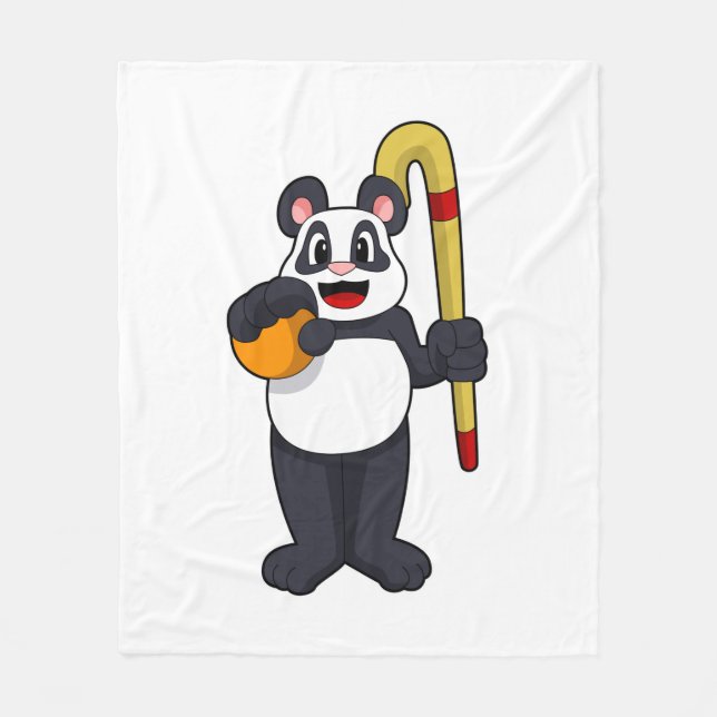 Manta Polar Panda en hockey con bate de hockey (Anverso)
