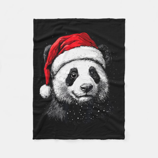 Manta Polar Panda Santa Hat Funny Panda Lovers Christmas Xmas  (Anverso)