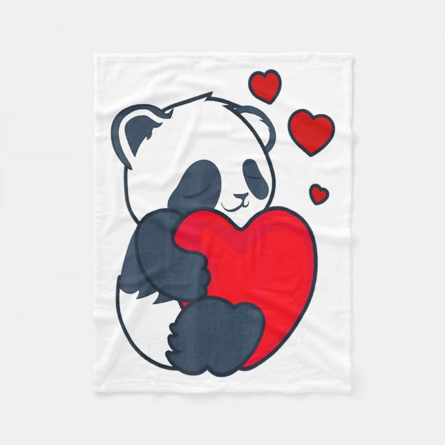 Manta Polar Panda Women Valentines Day Girlfriend Heart  (Anverso)