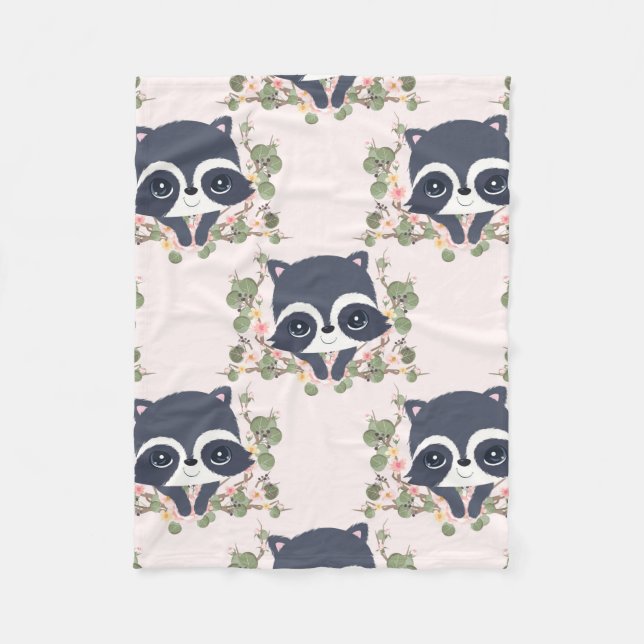Manta Polar Panda Y Tatuaje De Flor (Anverso)