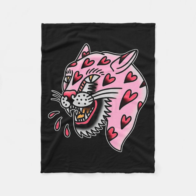 Manta Polar Panther Pink X Heart Love Traditional Flash Premiu (Anverso)