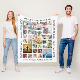 Manta Polar Papá 33 Personalizado de Collage de fotos dice 'Pe