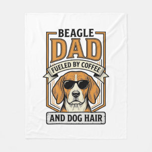 Manta Polar Papá Beagle Impulsado por Café y Camiseta de Pelo 