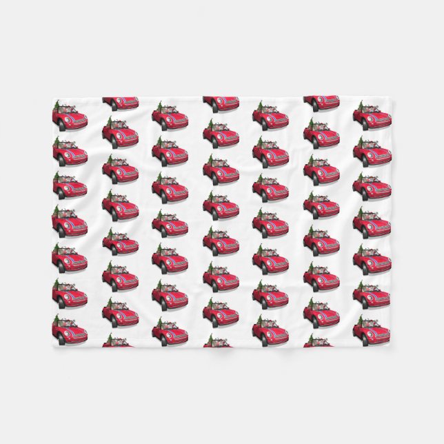 Manta Polar Papá Noel conduciendo un mini (Frente (Horizontal))