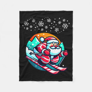 Manta Polar Papá Noel de Navidad patinando en la pendiente cab
