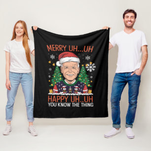 Manta Polar Papá Noel Divertido Joe Biden Feliz Uh Uh Navidad 