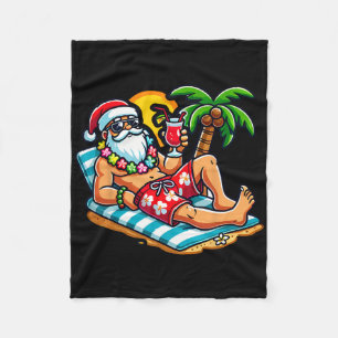 Manta Polar Papá Noel en traje de baño Navidad en julio Playa