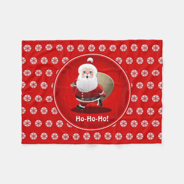 Manta Polar Papá Noel lindo con un saco lleno de regalos (Frente (Horizontal))