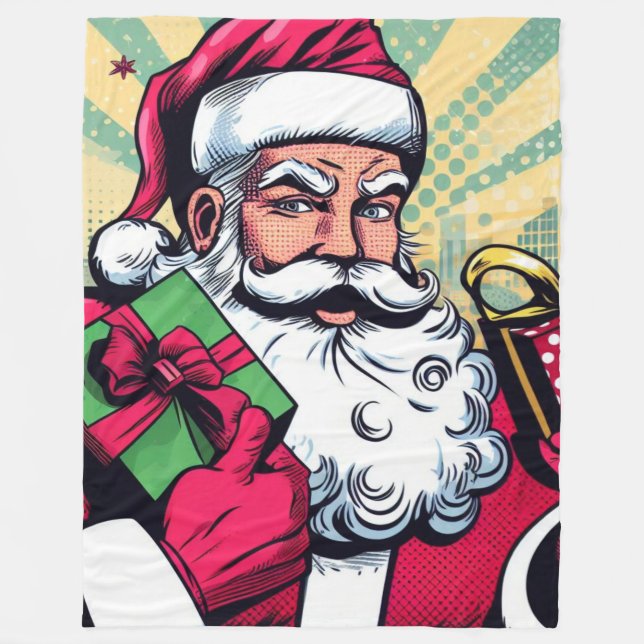 Manta Polar Papá Noel/ Navidad de cómic (Anverso)