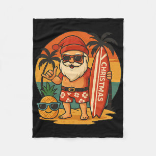 Manta Polar Papá Noel Surfing Navidad Playa Diversión Hawaii