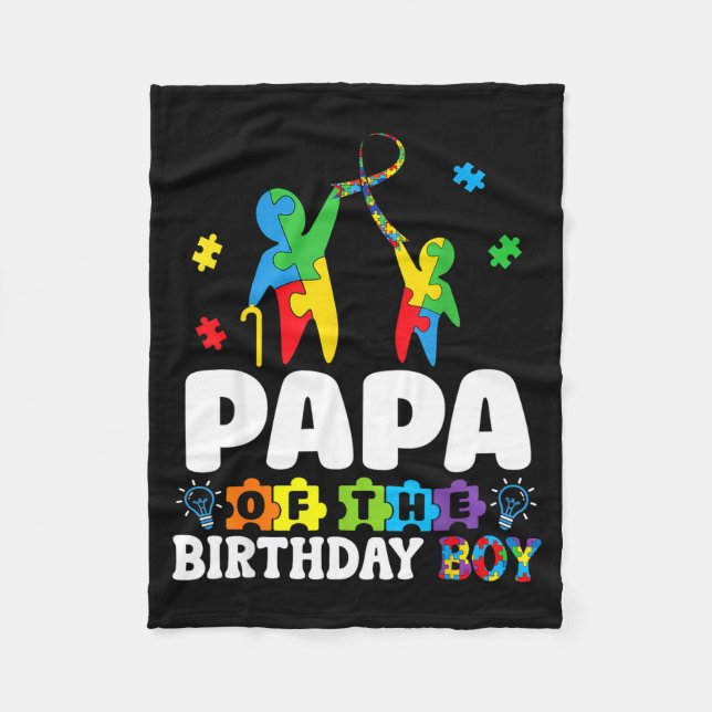 Manta Polar Papa Of The Birthday Boy Autism Awareness Support  (Anverso)