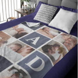 Manta Polar Papá te queremos | Fleec moderno de 8 bloques de c