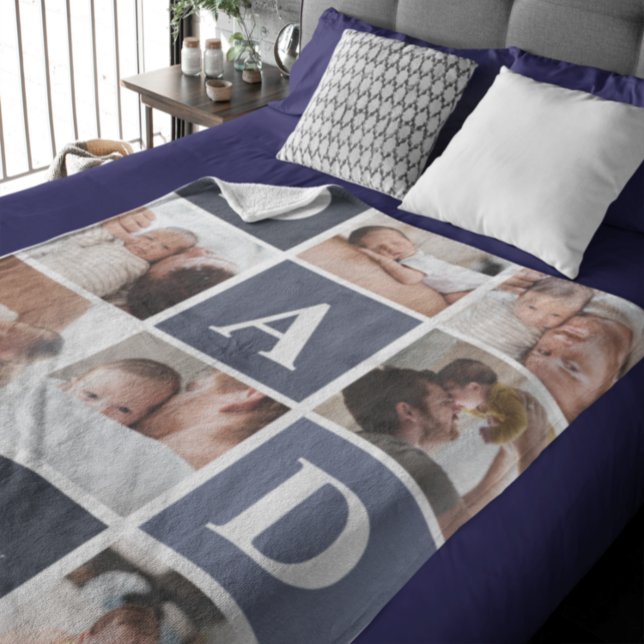 Manta Polar Papá te queremos | Fleec moderno de 8 bloques de c (Subido por el creador)