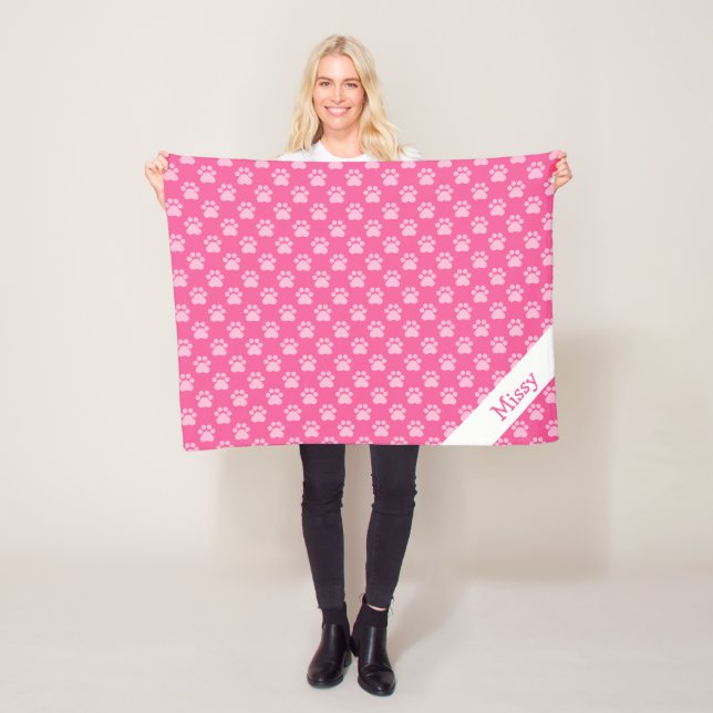 Manta Polar Papas De Gato Rosadas Y Blancas Con Nombre Persona (In situ)