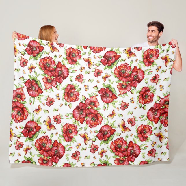 Manta Polar Papas rojas con follaje verde sobre fondo blanco (In situ)